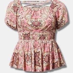 Pink Patterned Women's Top